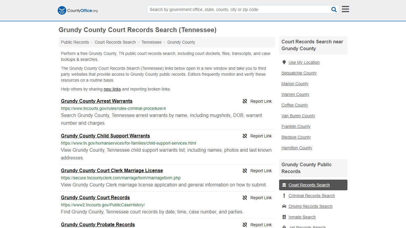 Court Records Search - Grundy County, TN (Adoptions ...